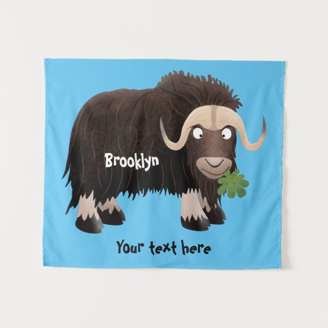 Funny musk ox cartoon illustration tapestry (Front (Horizontal))