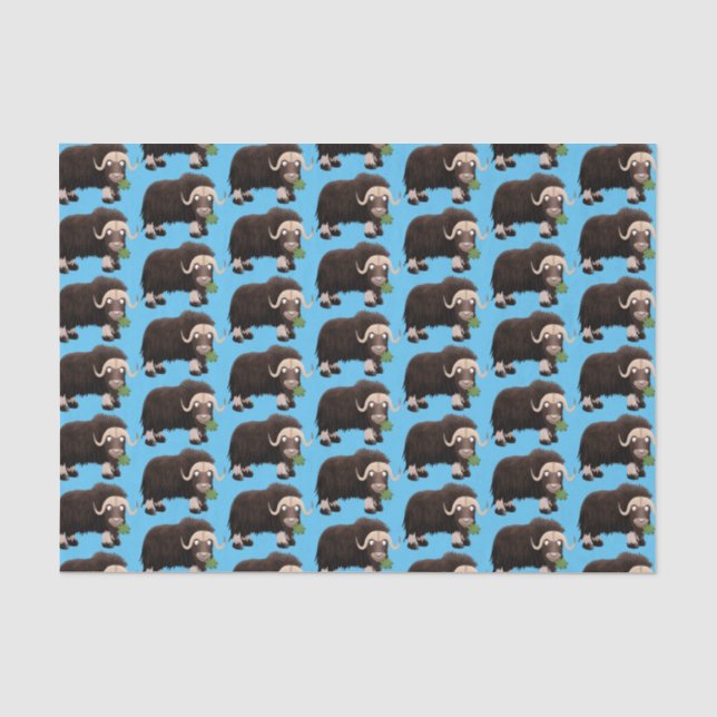 Funny musk ox cartoon illustration tissue paper (Front)