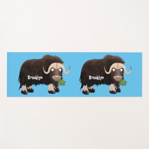 Funny musk ox cartoon illustration yoga mat