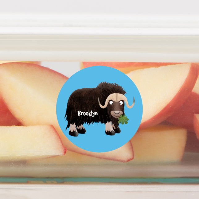 Funny musk ox cartoon personalized labels (Affixed)