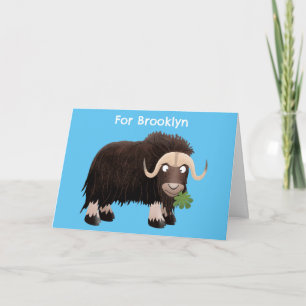 Funny musk ox personalized cartoon birthday card