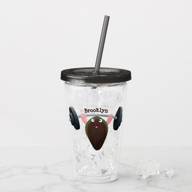 Funny mussel working out cartoon illustration acrylic tumbler (Back Ice)