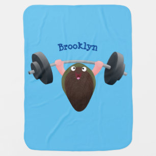 Funny mussel working out cartoon illustration baby blanket