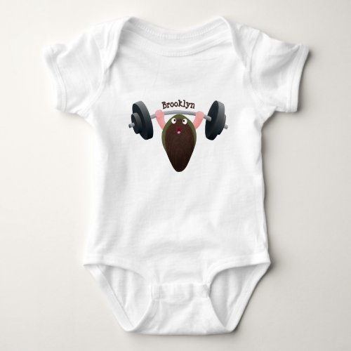 Funny mussel working out cartoon illustration baby bodysuit