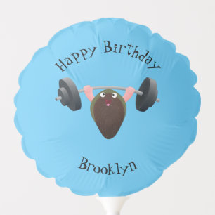 Funny mussel working out cartoon illustration balloon