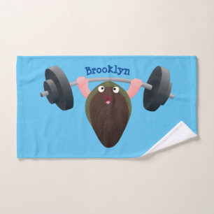 Funny mussel working out cartoon illustration bath towel set