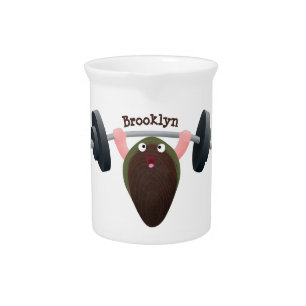Funny mussel working out cartoon illustration beverage pitcher