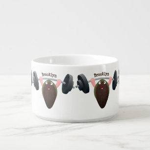 Funny mussel working out cartoon illustration bowl