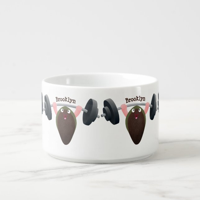 Funny mussel working out cartoon illustration bowl (Center)