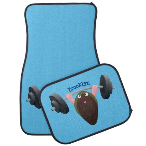 Funny mussel working out cartoon illustration car floor mat