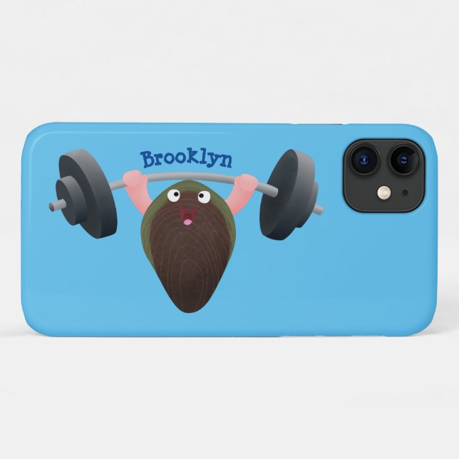 Funny mussel working out cartoon illustration Case-Mate iPhone case (Back (Horizontal))