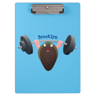 Funny mussel working out cartoon illustration clipboard