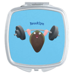 Funny mussel working out cartoon illustration compact mirror