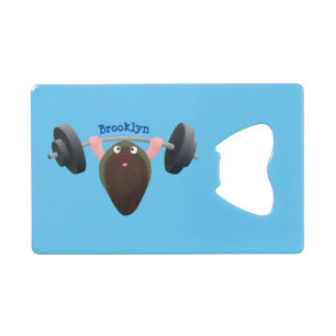 Funny mussel working out cartoon illustration credit card bottle opener