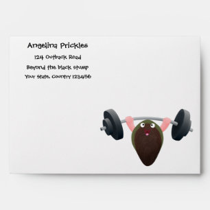 Funny mussel working out cartoon illustration  envelope
