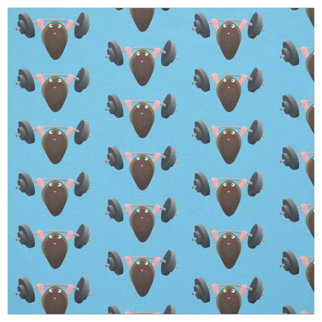 Funny mussel working out cartoon illustration  fabric (Swatch)