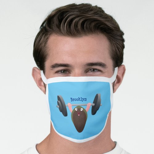Funny mussel working out cartoon illustration face mask
