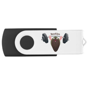 Funny mussel working out cartoon illustration flash drive