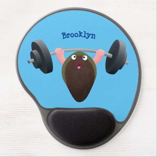 Funny mussel working out cartoon illustration gel mouse pad