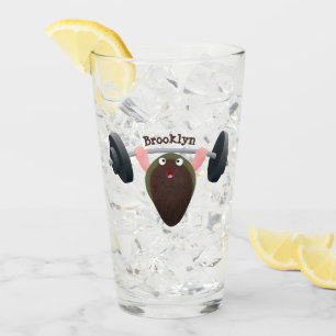 Funny mussel working out cartoon illustration glass