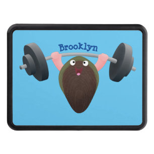 Funny mussel working out cartoon illustration hitch cover