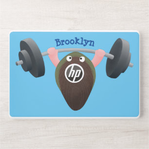 Funny mussel working out cartoon illustration HP laptop skin