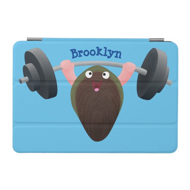 Funny mussel working out cartoon illustration iPad mini cover (Horizontal)