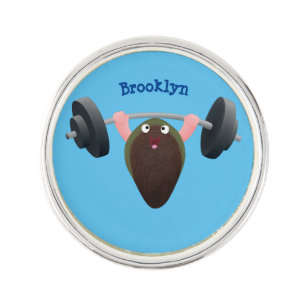 Funny mussel working out cartoon illustration lapel pin