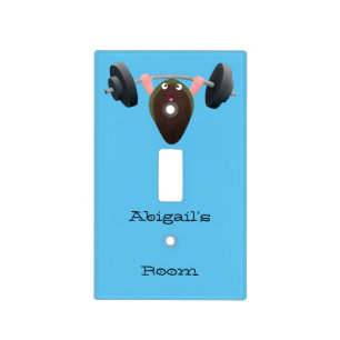 Funny mussel working out cartoon illustration light switch cover