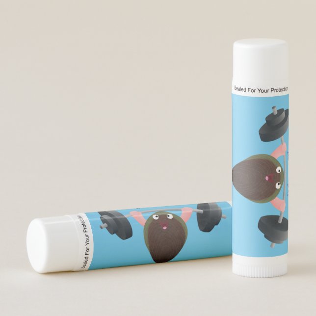 Funny mussel working out cartoon illustration  lip balm (Front)