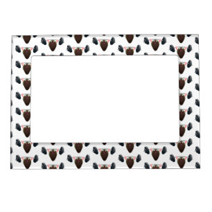 Funny mussel working out cartoon illustration  magnetic frame