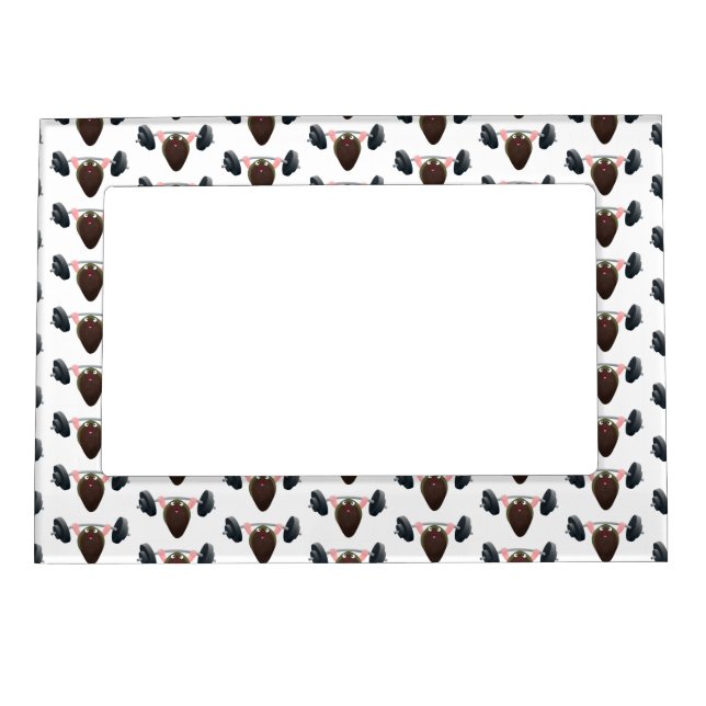 Funny mussel working out cartoon illustration  magnetic frame (Front)