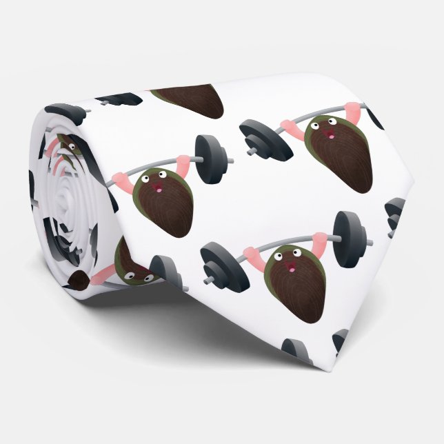 Funny mussel working out cartoon illustration  neck tie (Rolled)