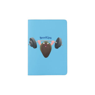 Funny mussel working out cartoon illustration passport holder
