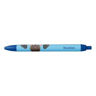 Funny mussel working out cartoon illustration pen