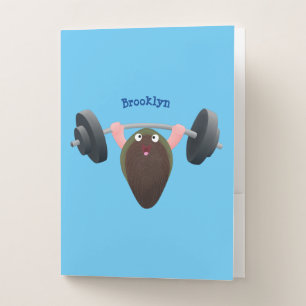 Funny mussel working out cartoon illustration pocket folder