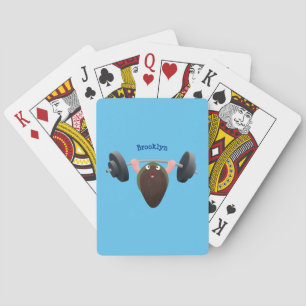 Funny mussel working out cartoon illustration poker cards