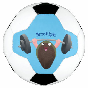 Funny mussel working out cartoon illustration soccer ball