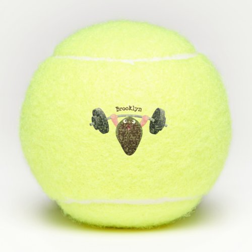 Funny mussel working out cartoon illustration tennis balls