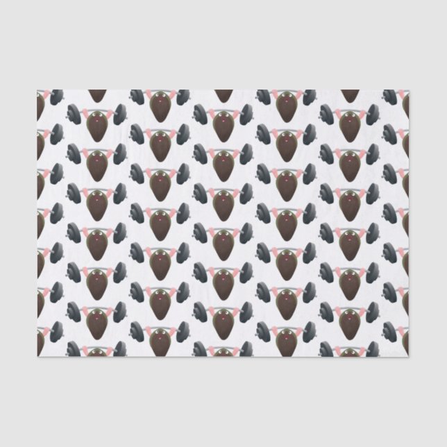 Funny mussel working out cartoon illustration  tissue paper (Front)
