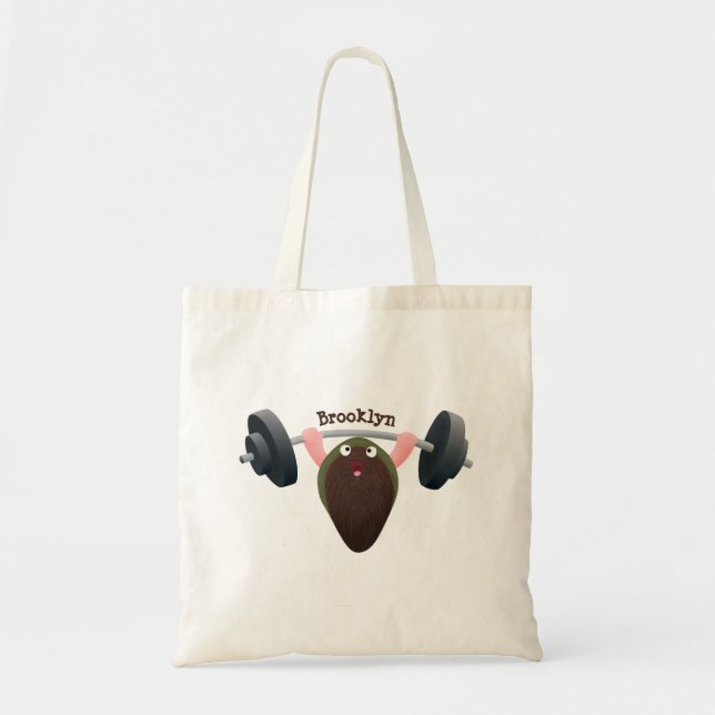Funny mussel working out cartoon illustration tote bag (Front)