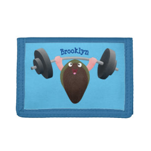 Funny mussel working out cartoon illustration trifold wallet