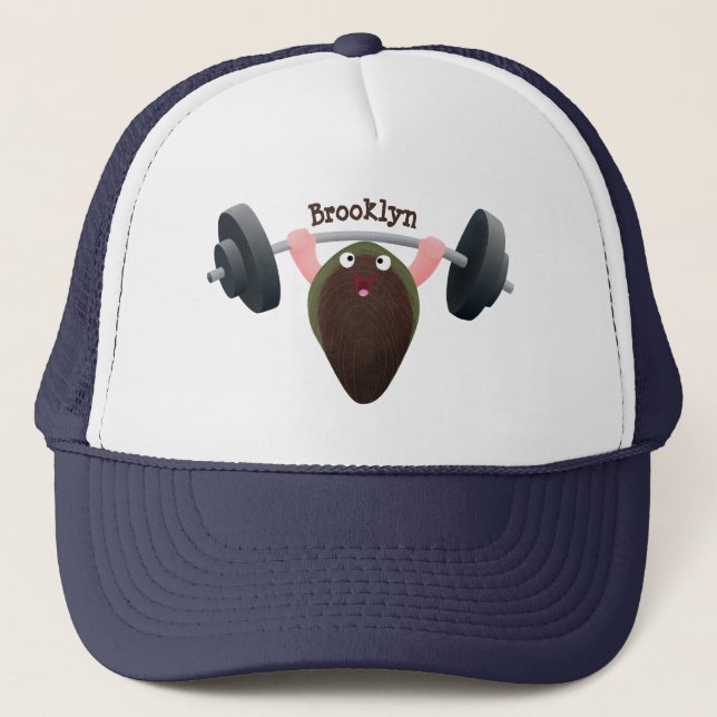 Funny mussel working out cartoon illustration trucker hat (Front)