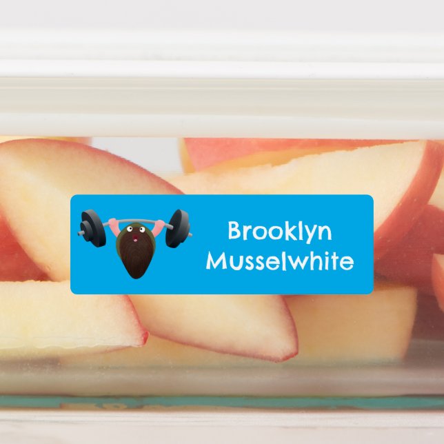 Funny mussel working out cartoon personalized labels (Affixed)