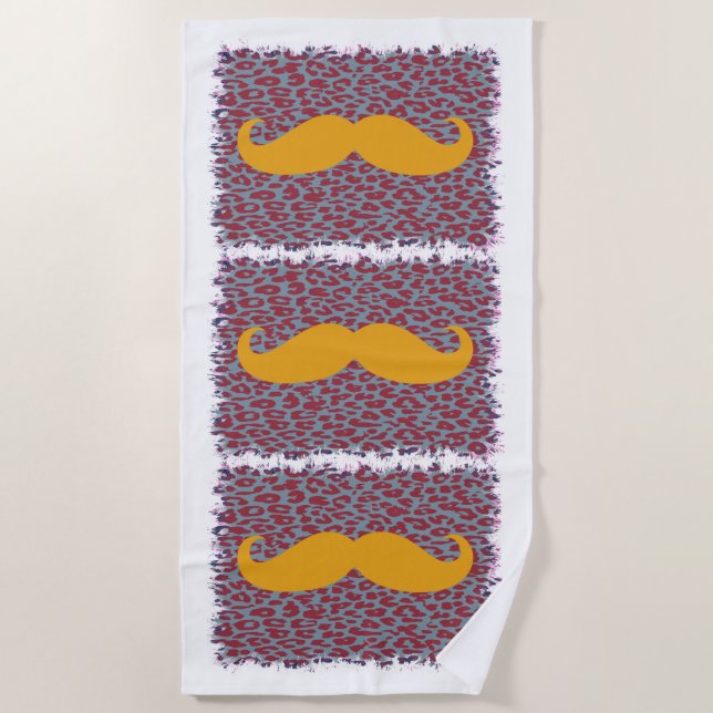 Funny Mustache #15 Beach Towel (Front)