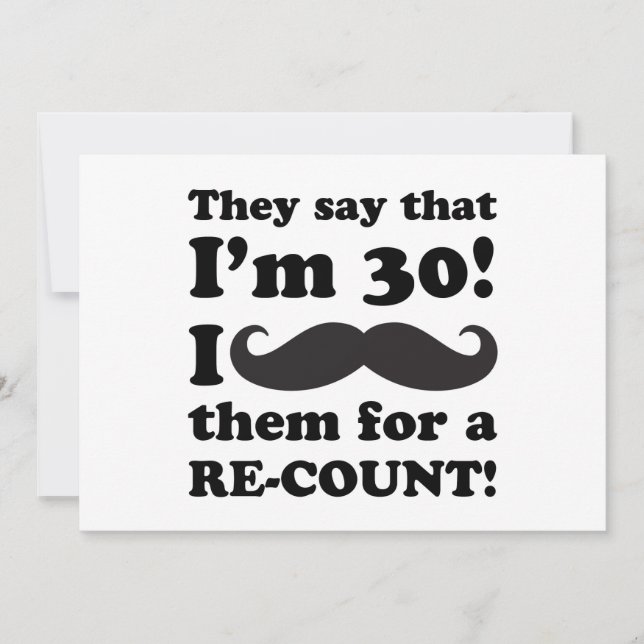 Funny Mustache 30th Birthday Card (Front)