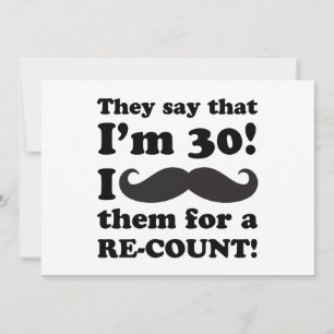 Funny Mustache 30th Birthday Card