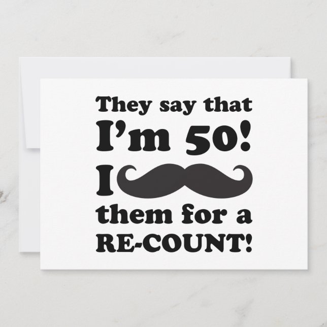 Funny Mustache 50th Birthday Card (Front)