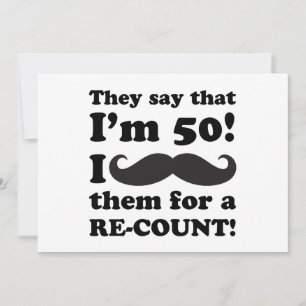 Funny Mustache 50th Birthday Card