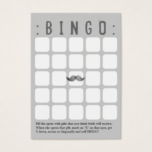 Funny Mustache 5x5 Grey Bingo Card